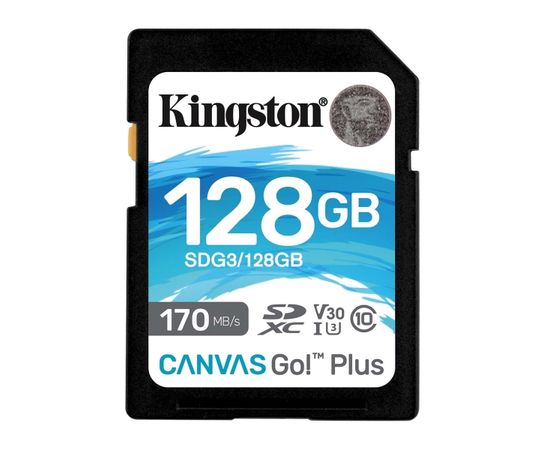  Карта памяти Kingston SDG3/128GB SDXC 128Gb SDXC, UHS-I Class U3 V30, чтение: 170Мб/с, запись: 90Мб/с 
