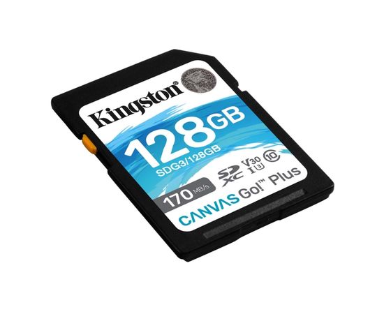 Карта памяти Kingston SDG3/128GB SDXC 128Gb SDXC, UHS-I Class U3 V30, чтение: 170Мб/с, запись: 90Мб/с 
