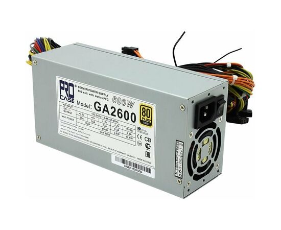  Блок питания Procase GA2600 600W ATX 2U 240*100*70mm, 2Fan, PFC 