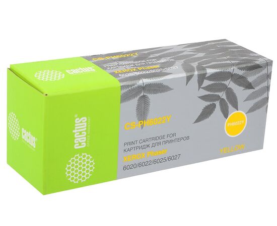  Тонер Картридж Cactus CS-PH6022Y 106R02762 желтый для Xerox Phaser 6020/6022/WC 6025/6027 (1000стр.) 