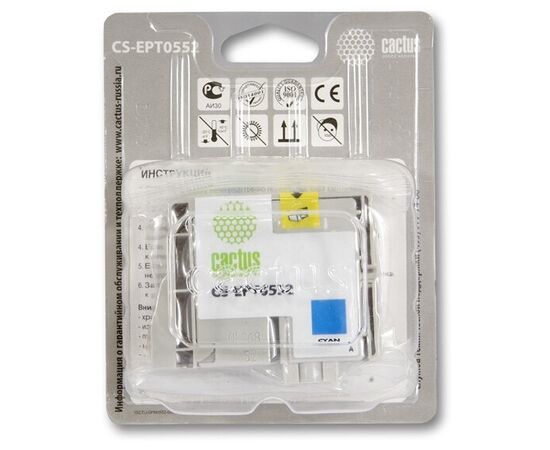 Картридж струйный Cactus CS-EPT0552 голубой для Epson Stylus RX520/Stylus Photo R240 (10ml) 