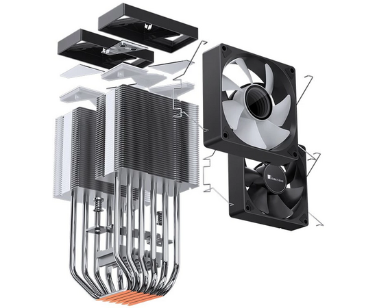  Кулер JONSBO CR-1400 DV2 Black LGA1700/1200/115X/AM5/AM4 (TDP 220W, PWM, 92mm ARGB Fan*2, 6 тепловых трубки, 4-pin) Retail 