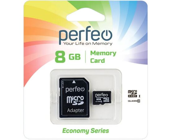  Карта памяти Perfeo microSD 8GB High-Capacity (Class 10) (серия экономи) 
