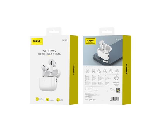  Беспроводные Bluetooth-наушники Foneng BL129  5th Generation (White) 