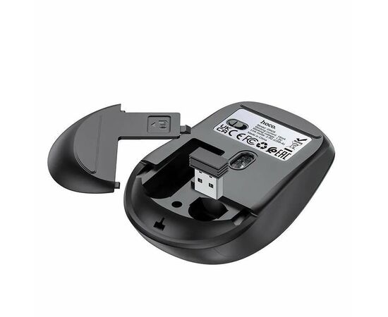  Мышь HOCO GM28 2.4G business wireless mouse black (металически-серый) 
