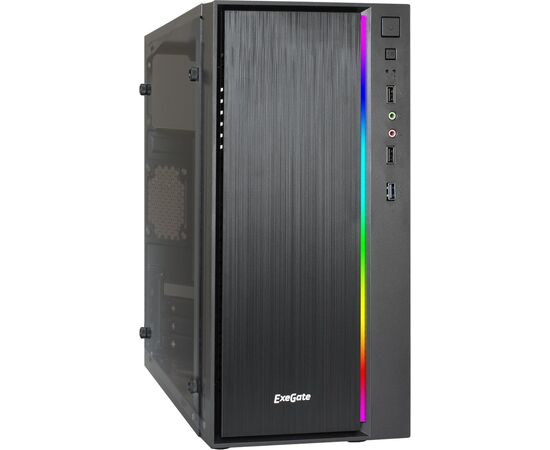  Корпус ExeGate mEVO-9301 Black-RGB (EX283752RUS), ATX, 600NPX, с окном, 2xUSB+1xUSB3.0, HD Audio 