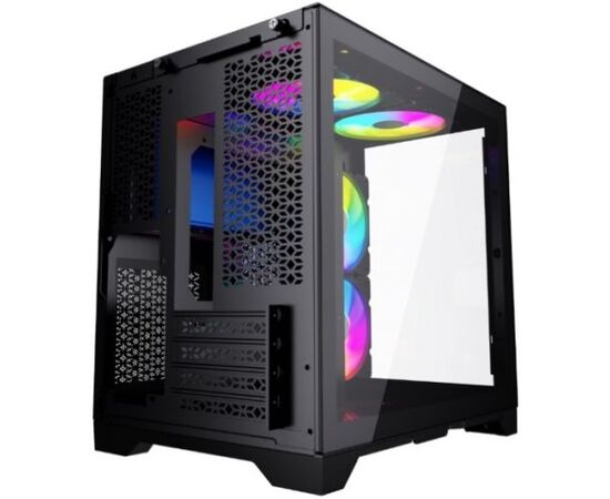  Корпус Powercase Vision Micro (CVBM-L4) Black, Tempered Glass, 4х 120mm 5-color fan, чёрный, mATX 